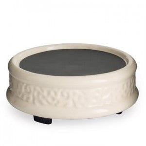 Candle Plate Warmer - Cream Embossed