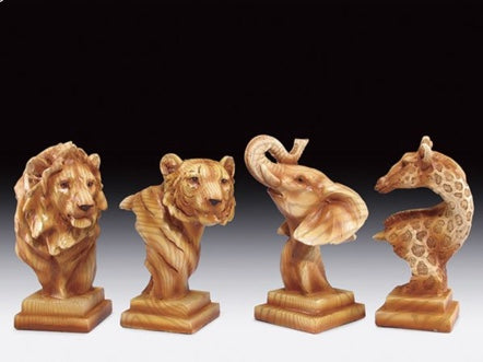 Wood Like Carved Statute (Lion, Tiger, Elephant or Giraffe) | Woodland Apothecary®