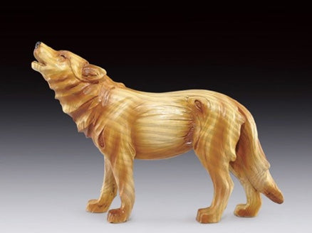 Howling Wolf Wood Like Carved Statute | Woodland Apothecary®
